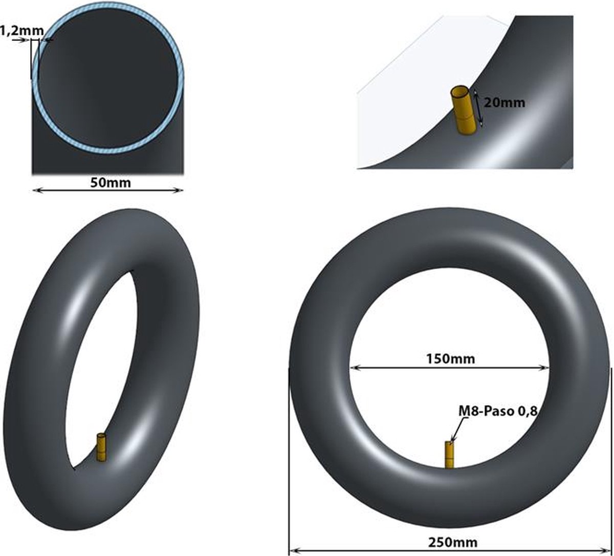 Binnenband met recht ventiel | 10×2 inch (254×50 mm) | Elektrische step | Xiaomi, Ninebot, Inokim & meer | Accessoires | Kinderwagen